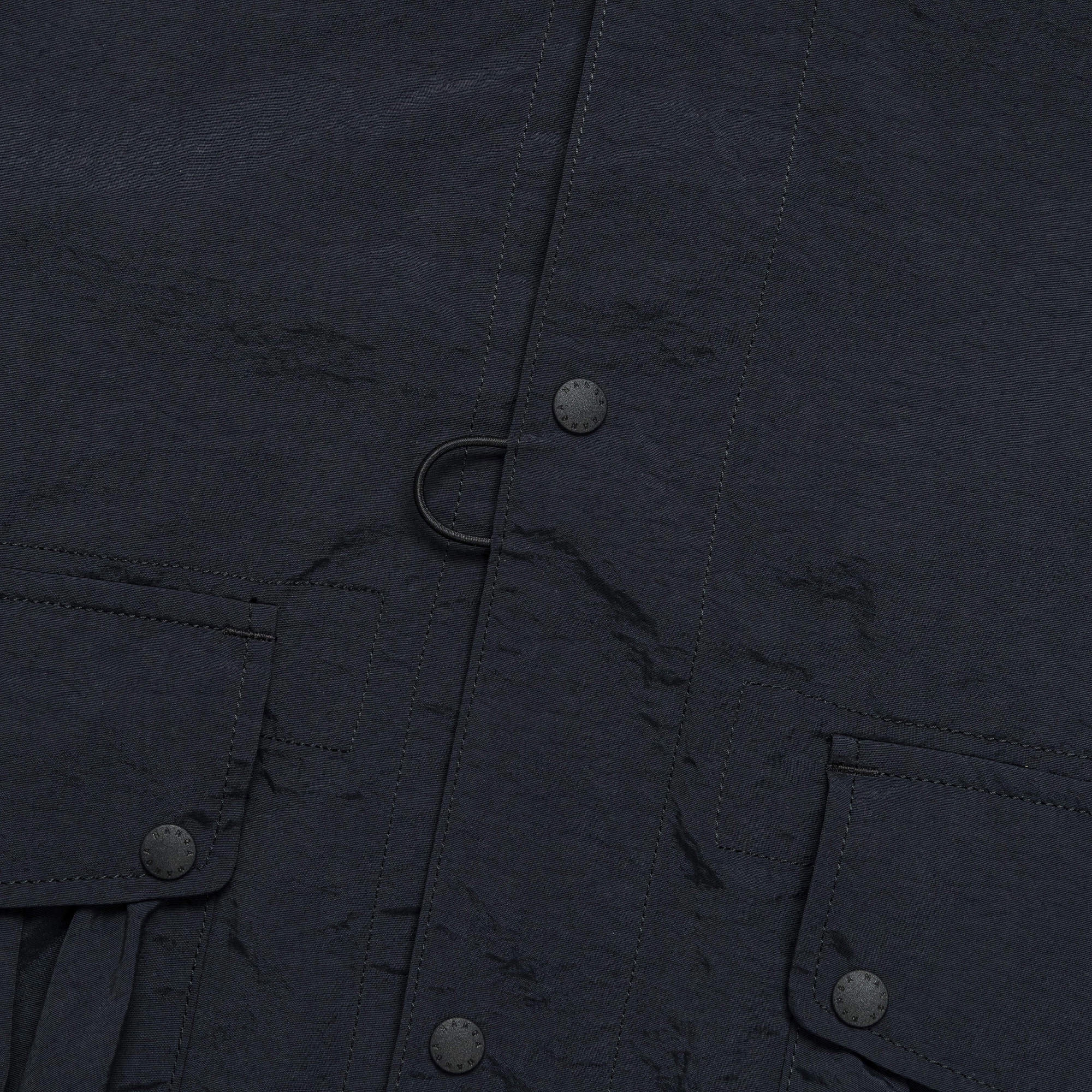 Nylon Tusser No Collar Jacket - Black