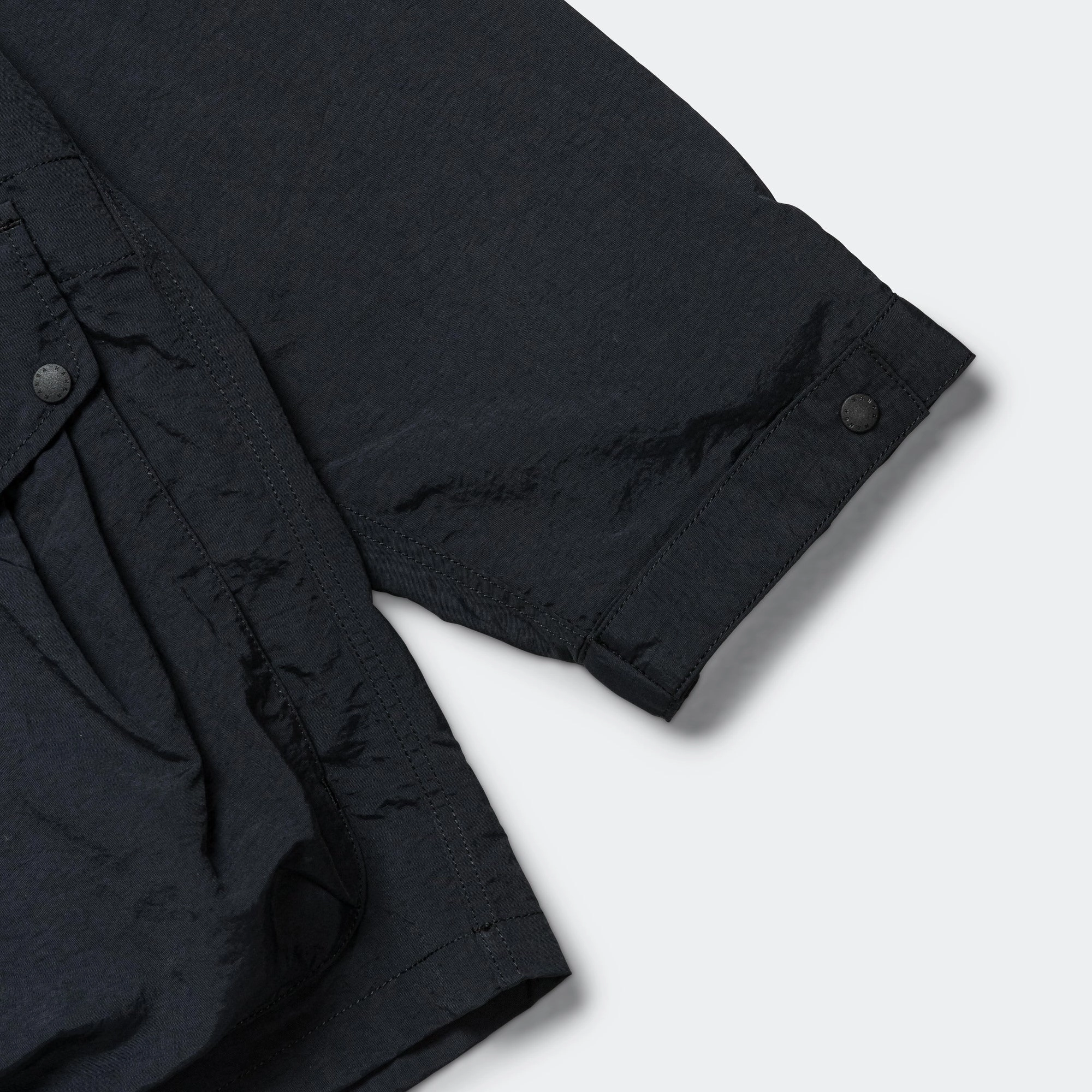 Nylon Tusser No Collar Jacket - Black