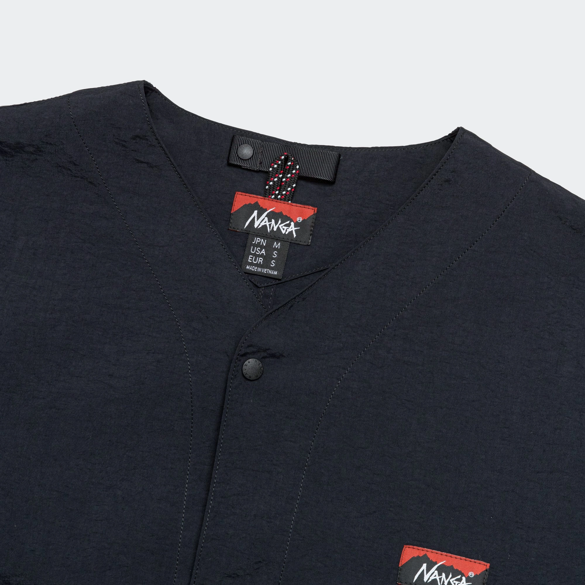 Nylon Tusser No Collar Jacket - Black