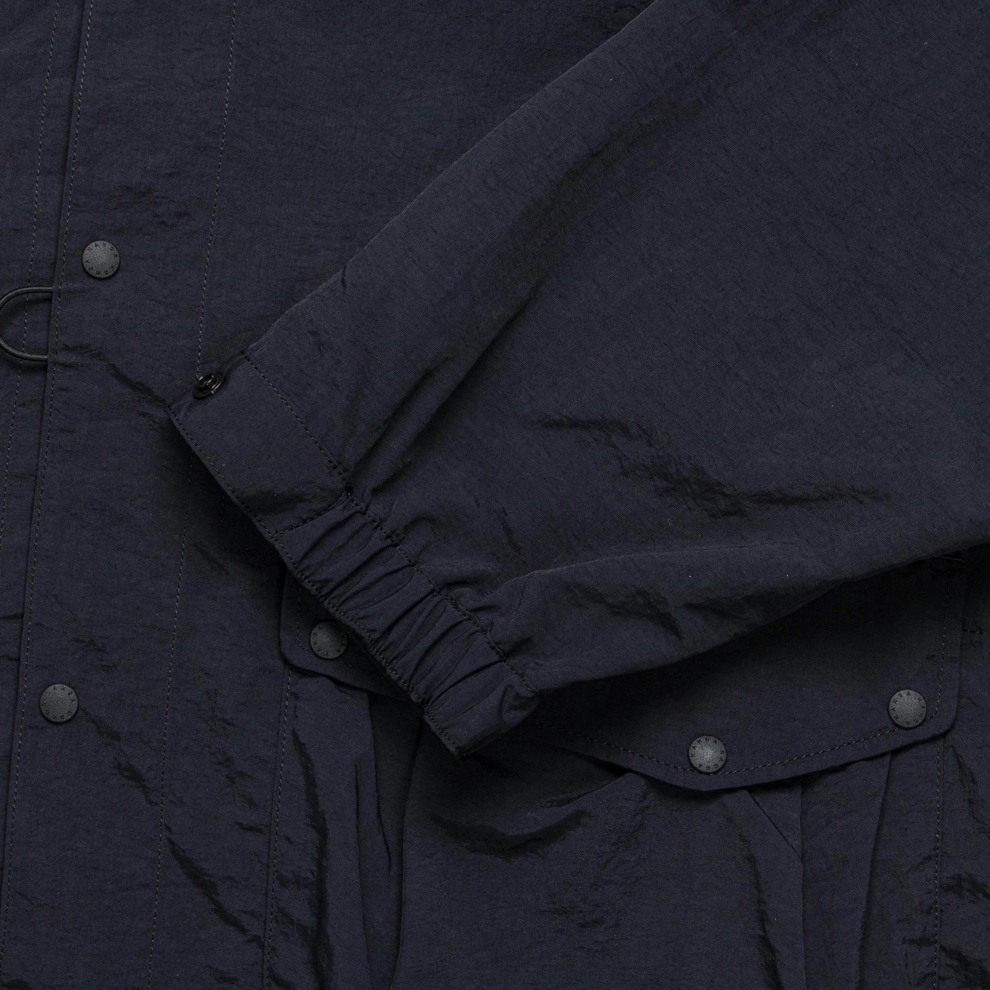 Nylon Tusser No Collar Jacket - Black