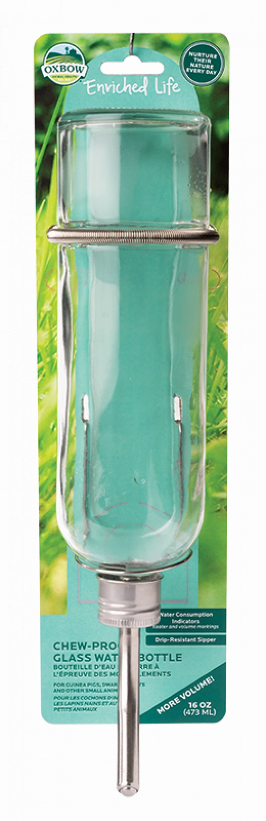 Oxbow Enriched Life Chew Proof Glass Water Bottle