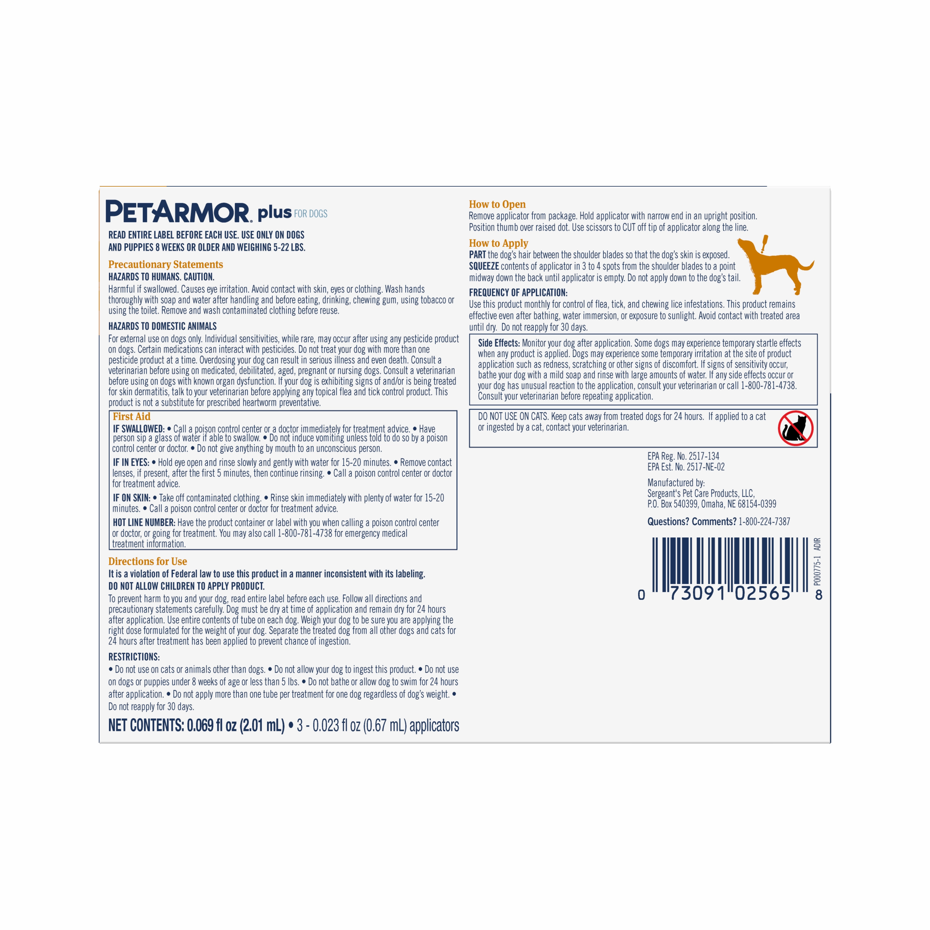 PetArmor Plus Flea & Tick Topical Dog 5-22LB 3CT