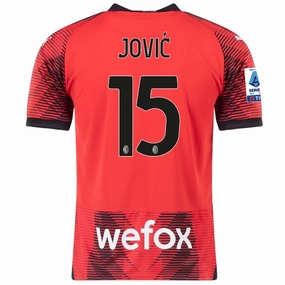 Puma AC Milan Luka Jović Home Jersey w/ Serie A Patch 23/24 (Puma Red/Black)