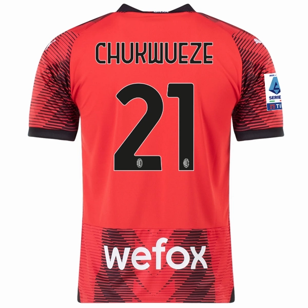 Puma AC Milan Samuel Chukwueze Home Jersey w/ Serie A Patch 23/24 (Puma Red/Black)