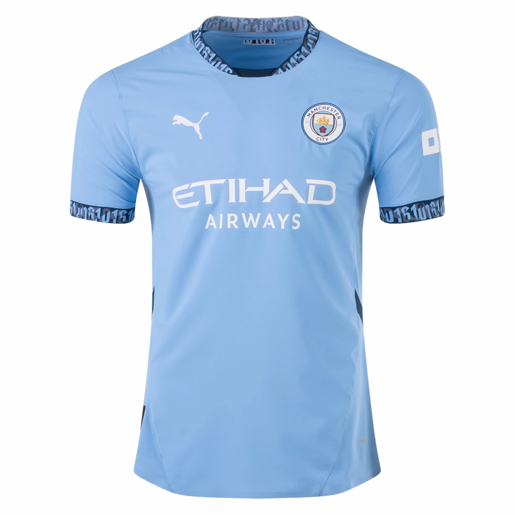 Puma Manchester City John Stones Authentic Home Jersey w/ EPL   No Room For Racism Patch 24/25 (Team Light Blue/Marine Blue)