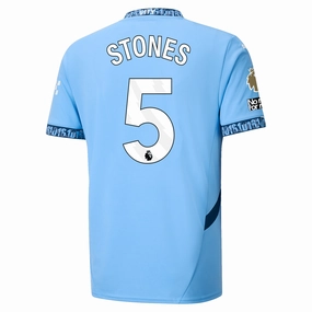 Puma Manchester City John Stones Authentic Home Jersey w/ EPL   No Room For Racism Patch 24/25 (Team Light Blue/Marine Blue)