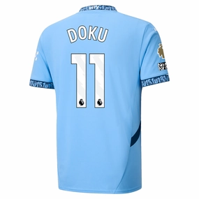 Puma Manchester City Jérémy Doku Home Jersey w/ EPL   No Room For Racism   Club World Cup Patches 24/25 (Team Light Blue/Marine Blue)