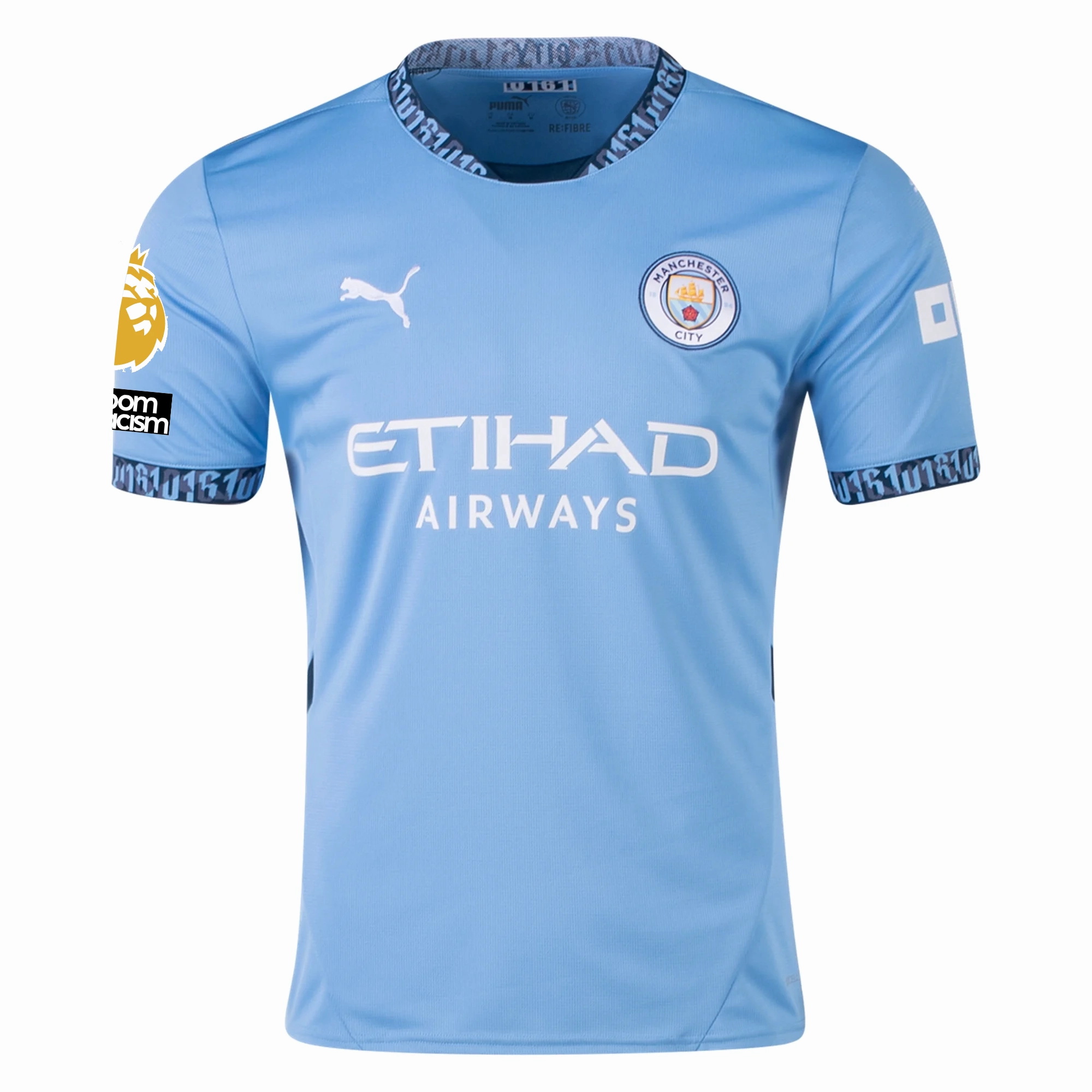 Puma Manchester City Jérémy Doku Home Jersey w/ EPL   No Room For Racism   Club World Cup Patches 24/25 (Team Light Blue/Marine Blue)