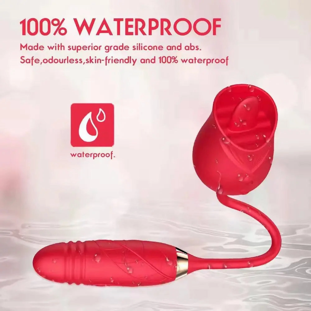 Quusvik Rose Vibrator with Suction & Clitoris Stimulator - Tongue Licking Feature