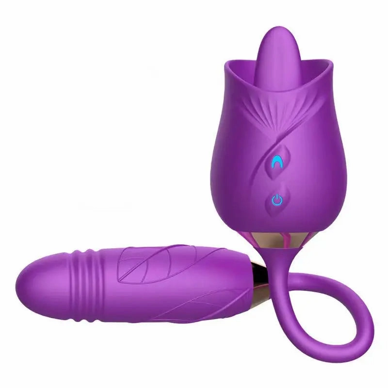 Quusvik Rose Vibrator with Suction & Clitoris Stimulator - Tongue Licking Feature