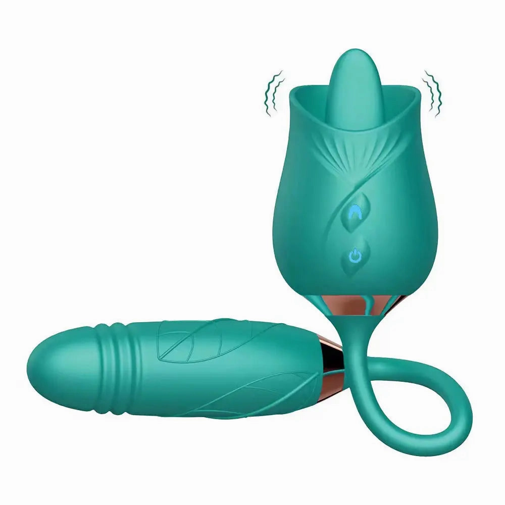 Quusvik Rose Vibrator with Suction & Clitoris Stimulator - Tongue Licking Feature