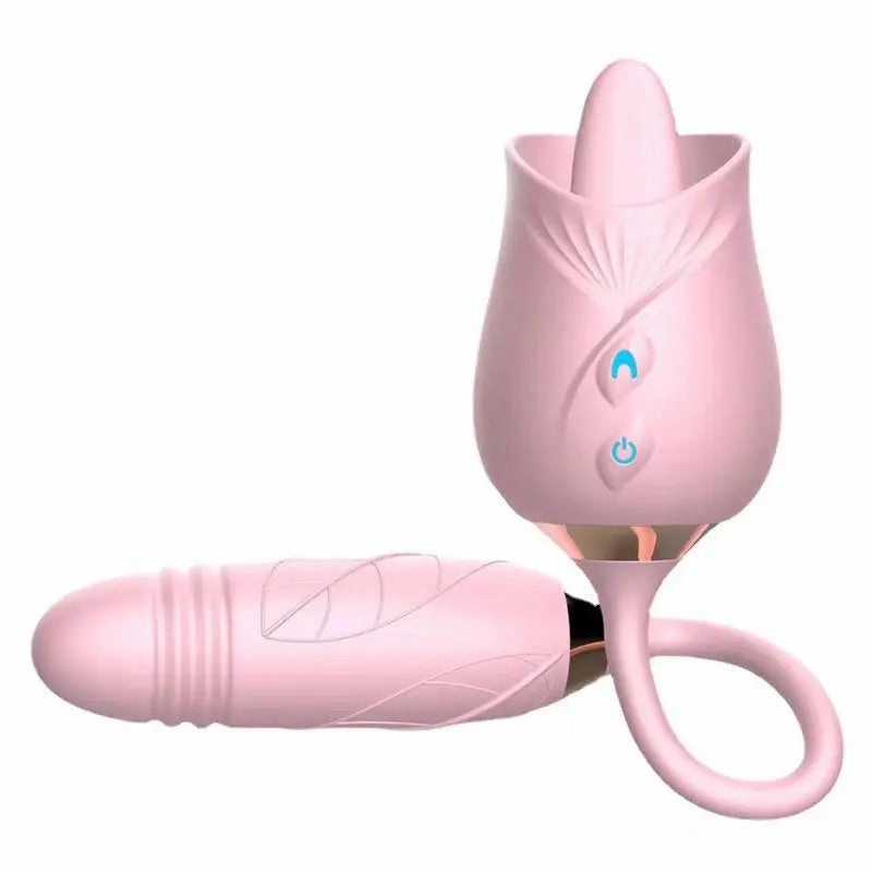 Quusvik Rose Vibrator with Suction & Clitoris Stimulator - Tongue Licking Feature