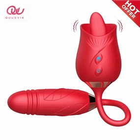 Quusvik Rose Vibrator with Suction & Clitoris Stimulator - Tongue Licking Feature