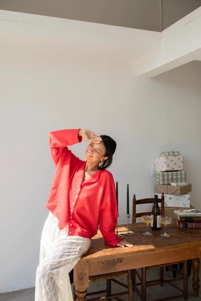 RED PIPER CARDIGAN