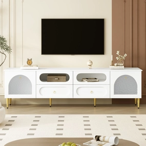 Streamdale 78.8" Retro TV Stand - Media Console w/ Cabinets & Drawers