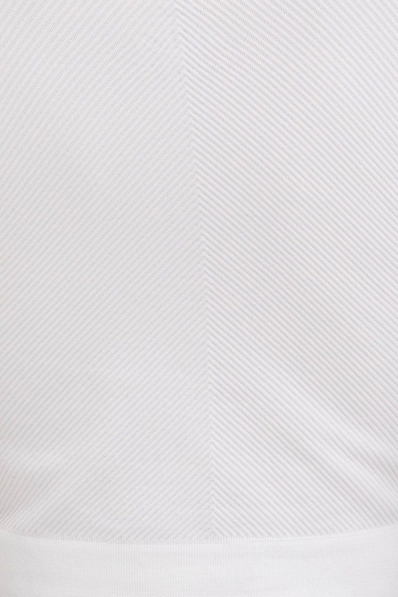 White Crop Top Long Sleeve Crew Neck