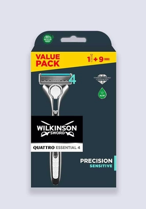 Wilkinson Sword Quattro Titanium Sensitive Value Pack (Handle   9 Blades)