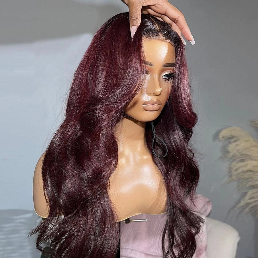 WOWANGEL Ombre Burgundy 13X6 HD Lace Front Wigs Body Wave