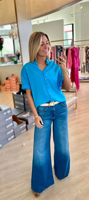 Xix5ctp114 Turquoise Poplin Top