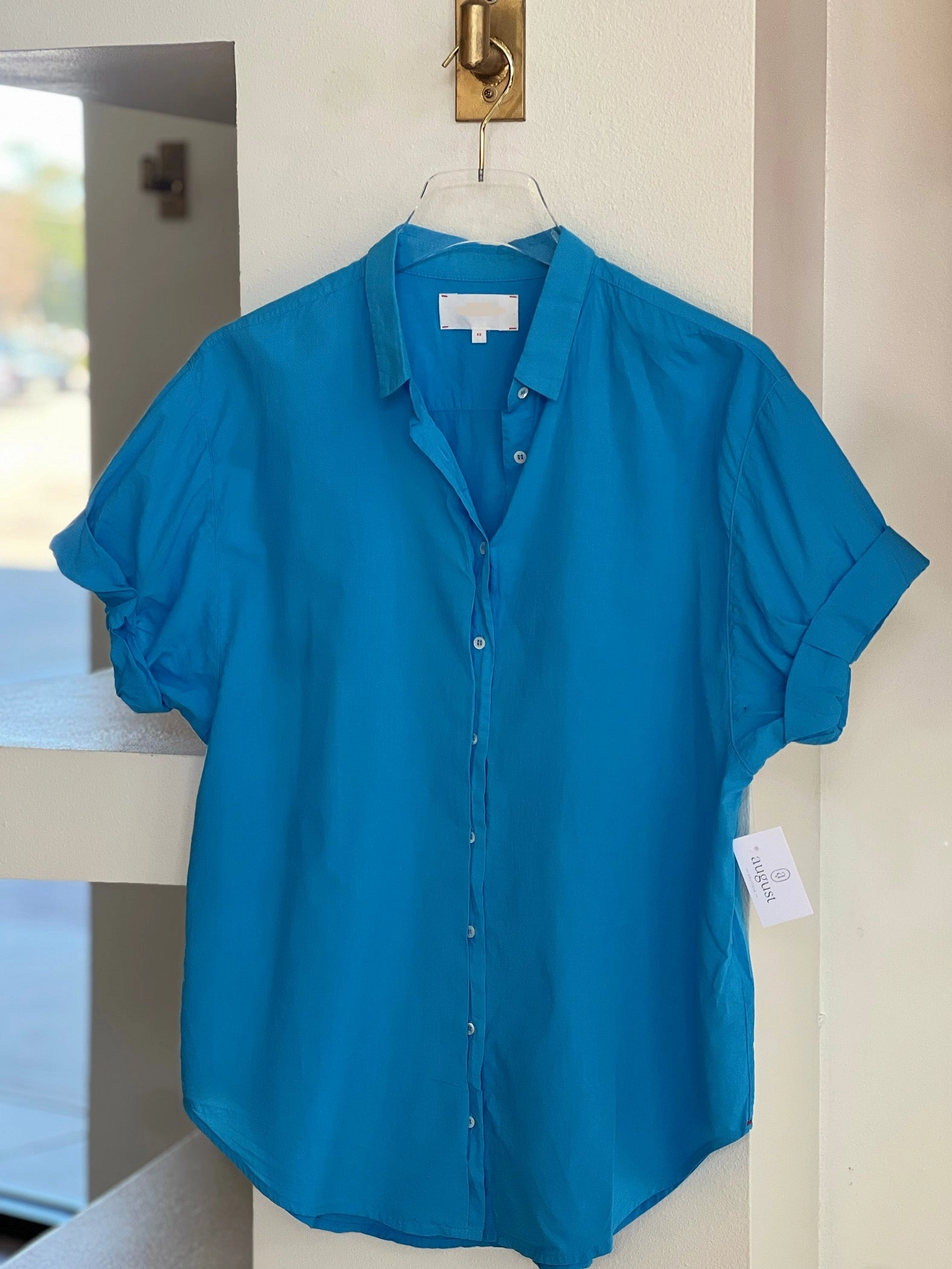 Xix5ctp114 Turquoise Poplin Top