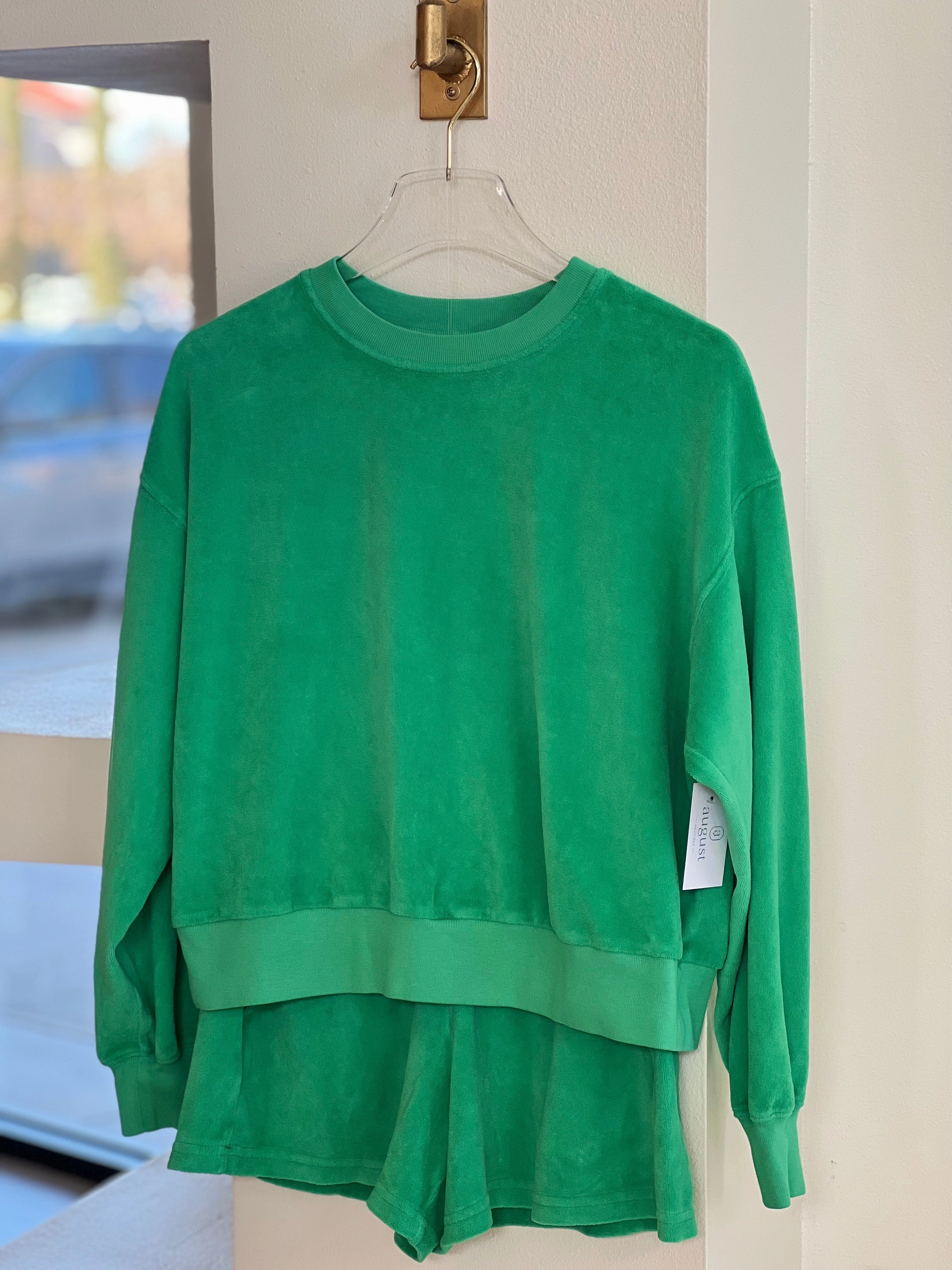 Xix6wlv001 Green Velour Sweatshirt