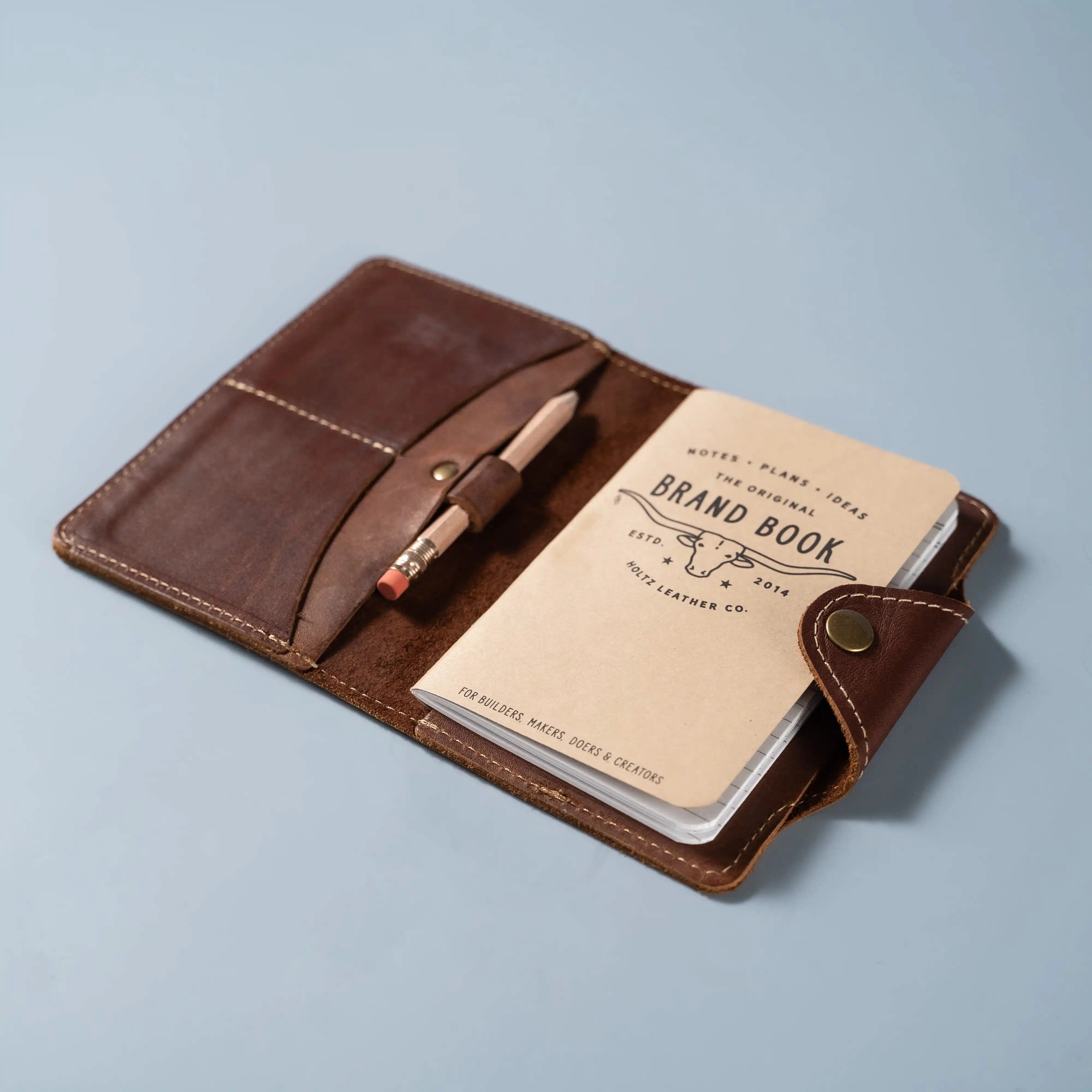 Your Logo   Our Leather - The Logbook Fine Leather Field Notes Moleskine Wallet Pocketbook Cover - Custom Logo and Corporate Gifitng