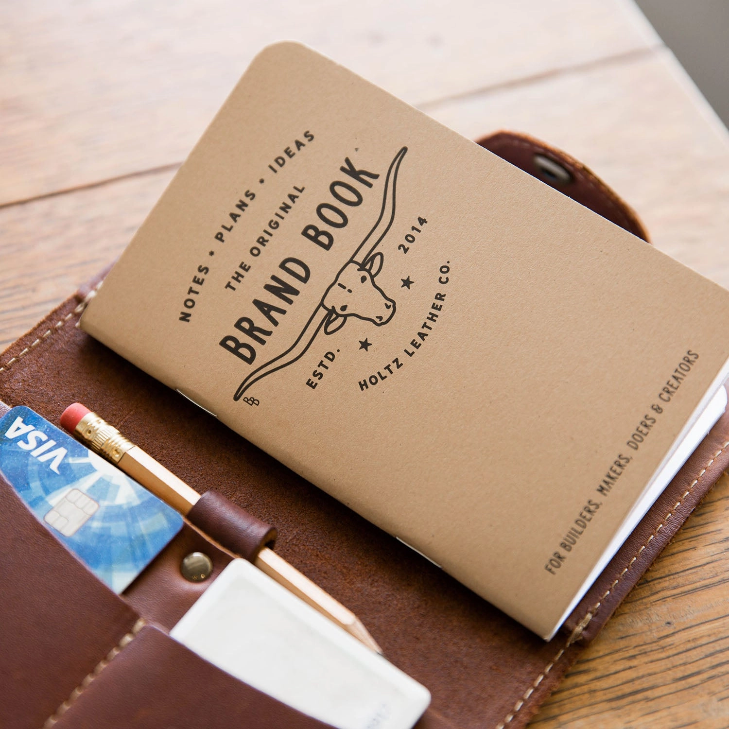 Your Logo   Our Leather - The Logbook Fine Leather Field Notes Moleskine Wallet Pocketbook Cover - Custom Logo and Corporate Gifitng