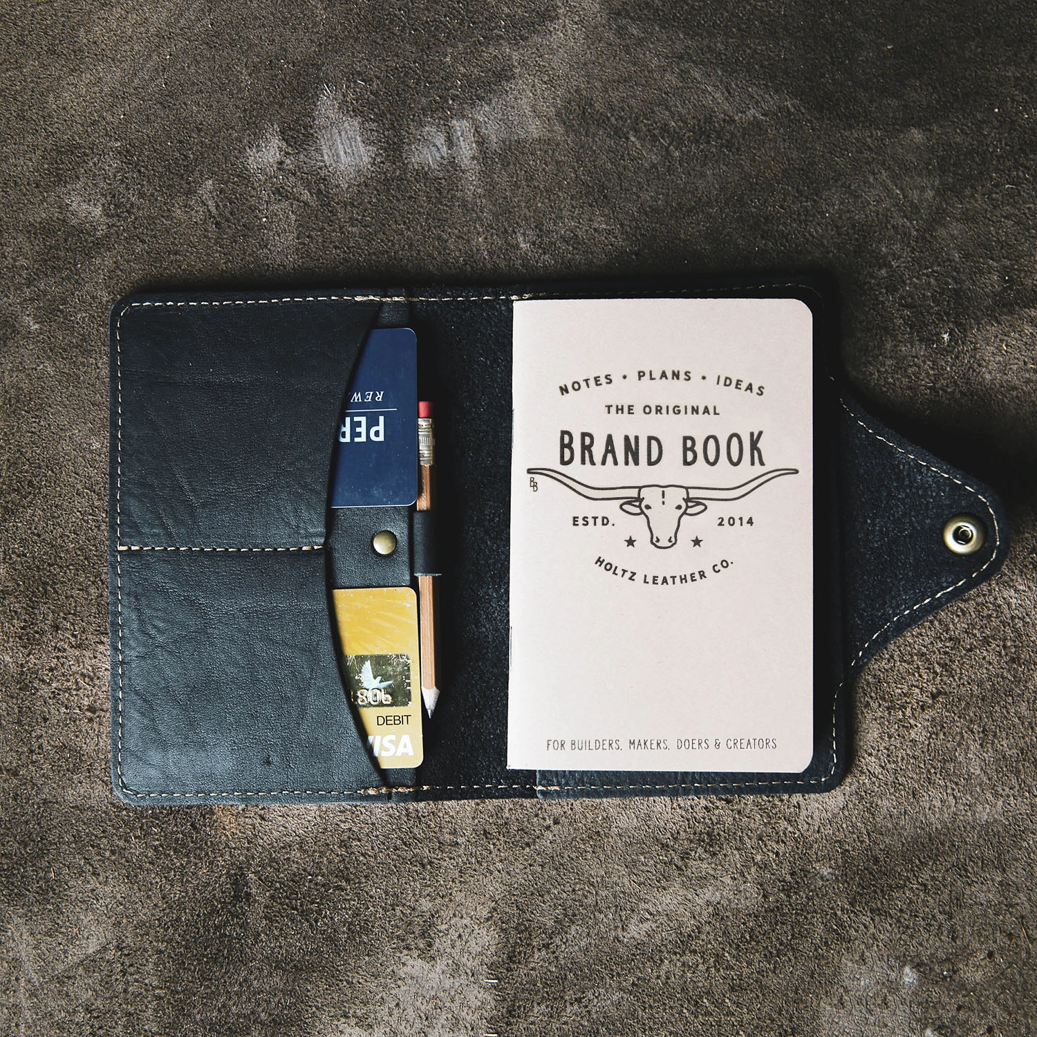 Your Logo   Our Leather - The Logbook Fine Leather Field Notes Moleskine Wallet Pocketbook Cover - Custom Logo and Corporate Gifitng